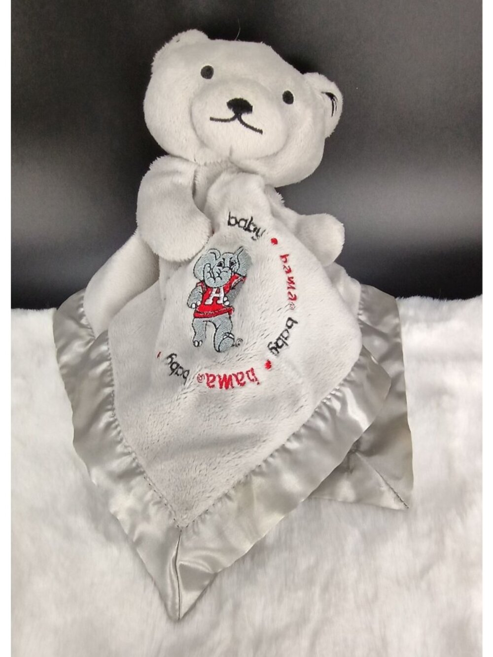 Baby Fanatic "Bama Baby" University Of Alabama Plush Bear Security Blanket Gray